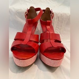 J.Crew Leather Platform Wedges Style No. 64308 Color: Radio Ref Size: 9
